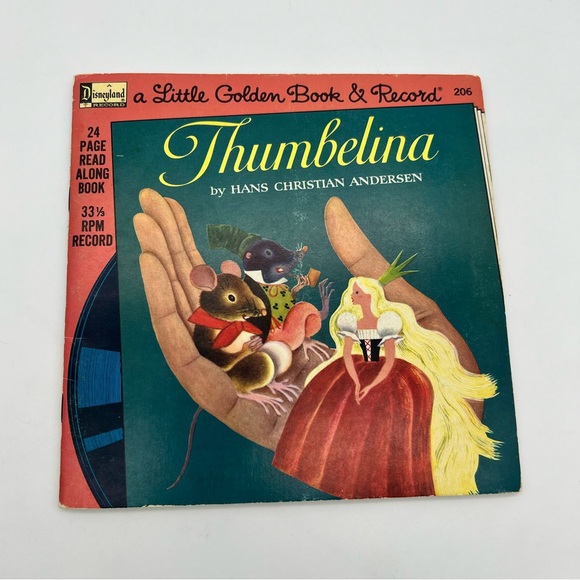 VTG Little Golden Book & Record 206 Disneyland Thumbelina 33 1/3 RPM Record RARE - Picture 1 of 5